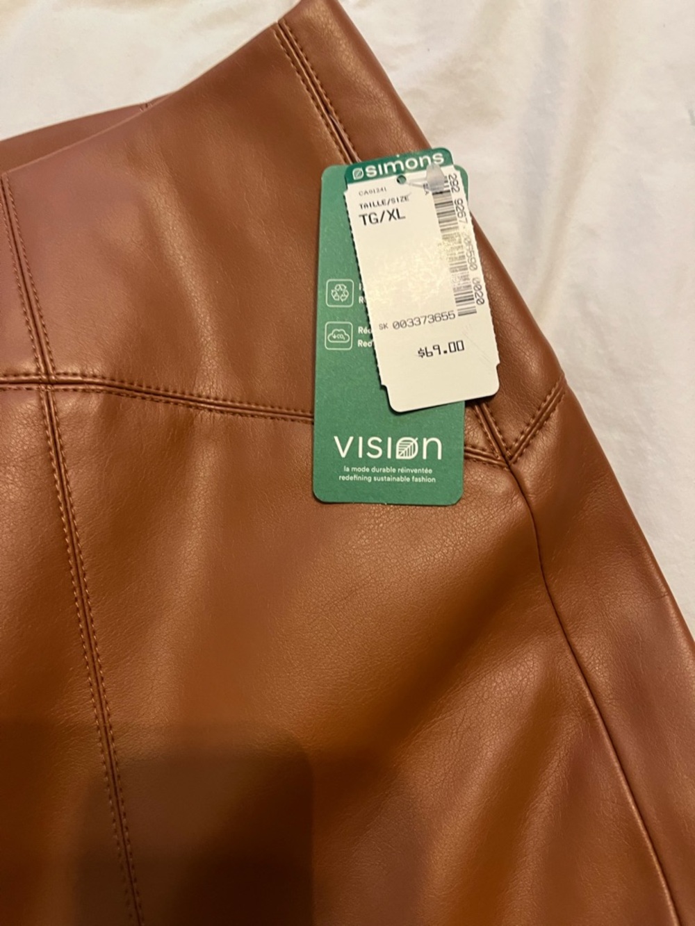 VISION Faux Leather Pant in Cognac Brown